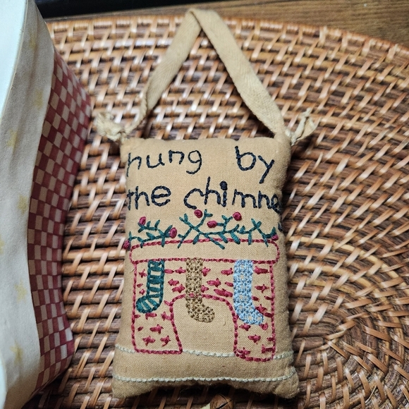 Vintage Cloth stocking ornament/pillows, Sock/Stocking Box Holiday Home Decor - Picture 2 of 6